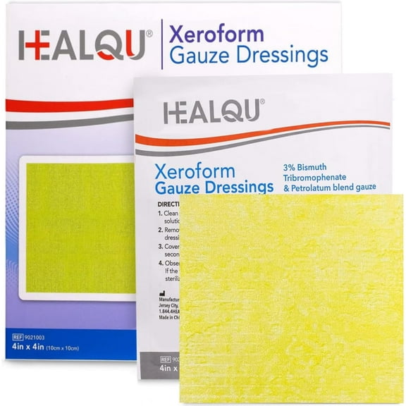 HEALQU Medical Xeroform Petrolatum Dressing 4x4 – 25 Count Non-Adherent Gauze Pads for Low Exudating Wounds – Sterile Fine Mesh Gauze for Wound Care, Lacerations, Burns & Skin Grafts
