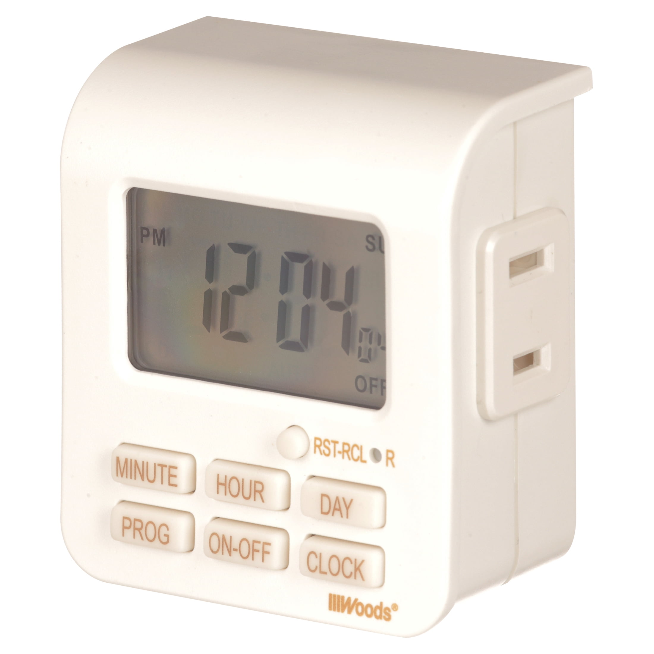 Woods 2-Conductor Indoor Digital 7-Day Lamp Timer, White, 50008