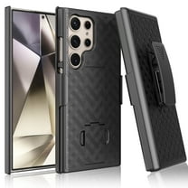 For Samsung Galaxy S24 Ultra Phone Case, Ebizware Case with Holster Belt Clip and Kickstand, Shockproof Heavy Duty Defender Cover for Galaxy S24 Ultra - Black