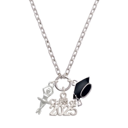 Delight Jewelry Silver-tone 3-D Ballerina - Silver-tone Class of 2025 Graduation Zoey Necklace, 28"