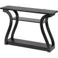 thumbnail image 5 of Wood Console Table 3 Tier Narrow Entryway Table with Curved Frame and 2 Open Storage Shelves Accent Sofa Table for Hallway Living Room Bedroom, 47 in Black, 5 of 5