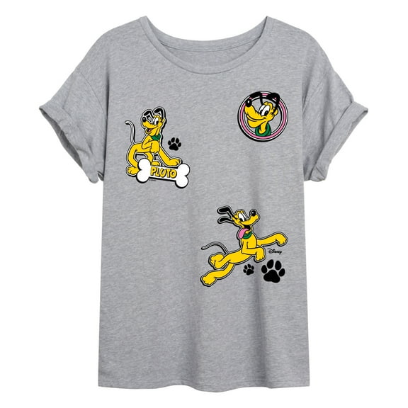 Disney - Pluto Paw Prints And Bone - Womens Oversized Graphic T-Shirt