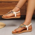 thumbnail image 3 of HomeDM Women's Flat Thong Sandals Open Toe Elastic Ankle Strap Flip Flops Summer Beach Vacation Slides Sandals, Beige Size 7, 3 of 7