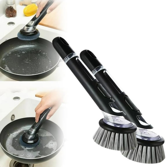 Clearance Cleaning Brush under $10,2024 New Dish Brush With Soap Dispenser Long Handle Dishwashing Brush With Replaceable Heads Kitchen Dish Scrub Brush Soap Dispensing Dish Brush Kitchen Brush F