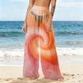 thumbnail image 6 of Betivan Women's Beach Pants Bohemian Chiffon Graphic Lightweight Sun Protection Wide Leg Trousers Sheer Breathable Summer Casual Daily Beach Vacation Pool, 6 of 8
