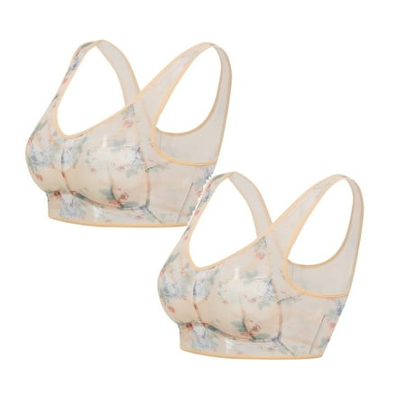 2 Pack Ice Silk Lace Comfort Seamless Sports Bra ElleBloom Bra For Sports Bra Pack Seniors Sagging Wire Bra Womens Bra Women Bra Set And Underwear plus Womens Bras Push up Padded