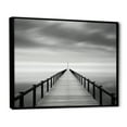 thumbnail image 2 of Designart "Monochrome Pier On The Horizon III" Coastal Pier Floater Framed Canvas Art Print, 2 of 5