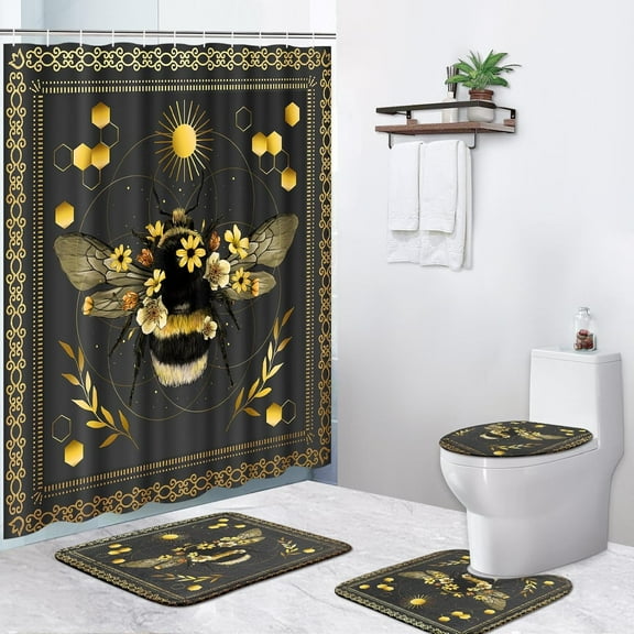 4 Pcs Shower Curtain Sets, Butterfly Blue Purple Floral Waterproof Bathroom Sets with Non-Slip Rugs, Toilet Lid Cover and Bath Mat, 12 Hooks, Accessories Modern Home Bathroom Decor 72" X 72"