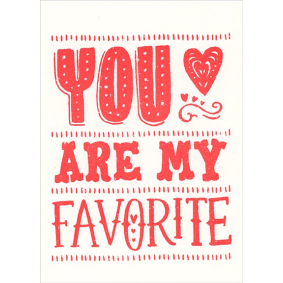 RSVP You Are My Favorite: Red Lettering and Vertical Lines Separators Funny / Humorous Valentine's Day Card