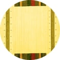 thumbnail image 1 of Ahgly Company Machine Washable Indoor Round Solid Yellow Modern Area Rugs, 6' Round, 1 of 4