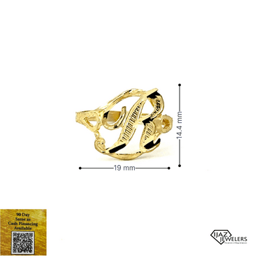 10K Gold Small Cursive R Ring