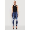 thumbnail image 2 of Womens WAX Distressed Frayed Skinny Jeans, 2 of 5