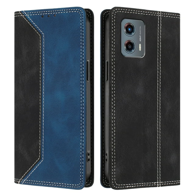 Funda FOXDOCK para Motorola Moto G 5G 2023 de Cuero Premium Bicolor con Ranuras RFID, Carcasa Tipo Billetera Antigolpes y Soporte Plegable