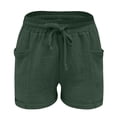 thumbnail image 6 of Landzoo Toddler Girls Shorts Solid Color Elastic Waist With Pockets And Drawstring Summer Casual Girls Active Shorts Size 14-15 Years Dark green, 6 of 6