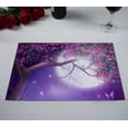 thumbnail image 2 of PKQWTM Purple Scenery With A Flowering Tree And Colorful Shrubs Kitchen Dining Table Mats Placemats Size 12x18 Inches, Set of 2 Pieces, 2 of 2