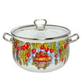thumbnail image 2 of Enameled Aluminum Soup Pot Pomegranate Belly Deep Casserole Cooking Pot with Glass Lid Enameled Camping Cookware Camping Stockpot for Cooking (4-qt. (3.8 L)), 2 of 6