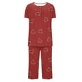 thumbnail image 3 of fatyb Women's Capri Pajama Sets Summer Comfy Short Sleeve Tops and Capris Pants Pjs Sleepwear with Pockets, 3 of 4