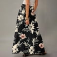 thumbnail image 5 of LWavelet Hibiscus Print Maxi Skirt with Side Pockets Women Tropical Style Daily Casual Flowy Bottoms Black M, 5 of 5
