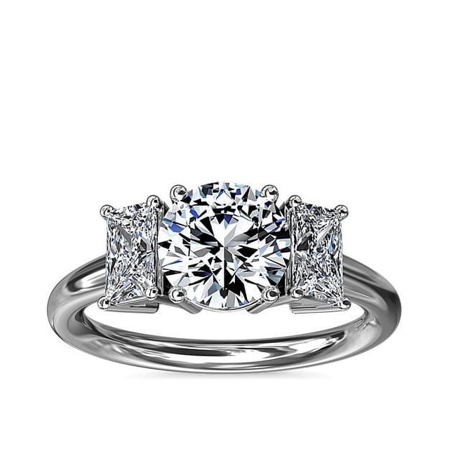 1.20 Carat Excellent Round Cut Natural Diamond Beautiful Three Stone Bridal Ring for Bride Solid 18K White Gold Size 5