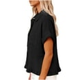 thumbnail image 4 of Levmjia Womens Fashion Tops Casual Lace Short Sleeve Flared Collar Blouse Hem Fringe Soft Breathable Clothing Polyester Work Daily Wear Spring Summer, 4 of 9