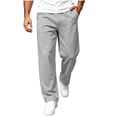 thumbnail image 2 of Sweatpants for Men Dqueduo Men's Solid Color Stretch Loose Casual Multi Pocket Elastic Waistband Wide Leg Pants Long Trousers Gray L, 2 of 8