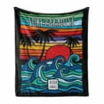 thumbnail image 1 of Aloha Soft Flannel Fleece Throw Blanket, Hawaii Surf Paradise Graphics Interpretation of Waves Palm Trees Tropical Setting, Cozy Plush for Indoor and Outdoor Use, 70" x 90", Multicolor, by Ambesonne, 1 of 6
