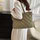 thumbnail image 4 of Bolso con patrón de rombos Bolso acolchado Bolso de hombro diario para mujeres y niñas (verde), 4 of 6