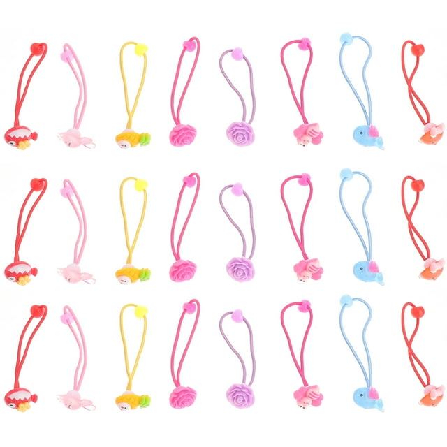 MasteelfCA 24PCS Cartoon Elastic Hair Ties Assorted Rope Rubber Band Ponytail Holder for Kids Toddlers