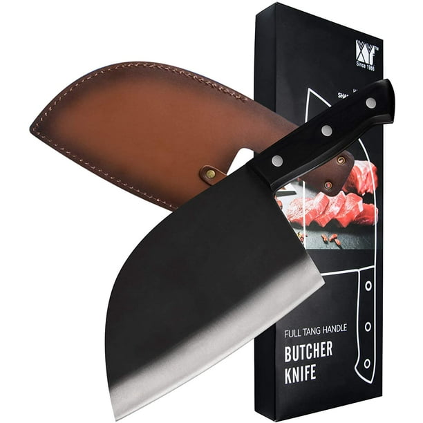 Kitchen Knife Camping Knife Full Tang Butcher Knife 3cr13 Stainless Steel Serbian Chef Knife Meat Vegetable Knives Leather Sheath With Belt Loop Easy Carry Walmart Com