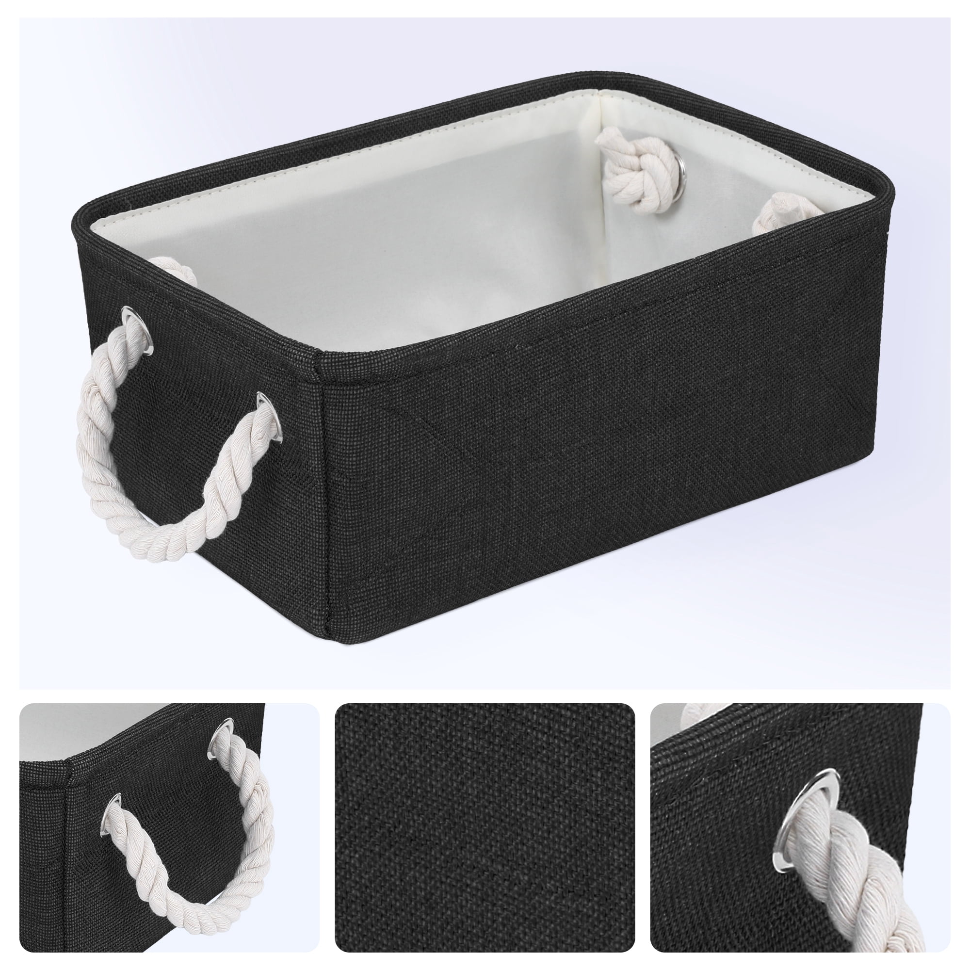 Unique Bargains Storage Bin with Handles for Closet Organizers Black 12.2"x8.3"x5.1"