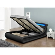 Kingway Furniture Brose LED Contemporary/Modern Wood Storage Platform Bed, Queen, Black