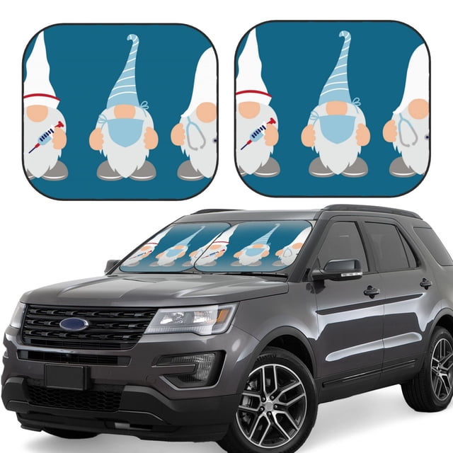 Wukai Nurse Doctor Gnomes Car Front Windshield Sun Shade,Sun Visor Shield Block Automotive Interior Protector Blocks UV Rays-Large