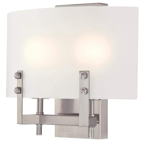 Westinghouse Lighting 6369600 Enzo James Two-Light Indoor Vanity Light Wall  Fixture, Brushed Nickel Finish with Frosted Glass