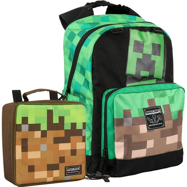 Minecraft Minecraft Backpack and Lunch Set, 17", Green Dirt Block and