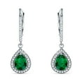 thumbnail image 3 of Blue Apple Jewelry Co.Pear Teardrop Earrings Simulated Green Emerald 925 Sterling Silver, 3 of 5