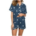 thumbnail image 2 of IROINNID Womens Two Piece Pajama Set Silk Sleepwear Short Sleeve Tops+ Shorts summer Homewear Clothes, 2 of 5