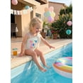 thumbnail image 5 of Cenuakty Kids Girl Swimsuits Letter Print Asymmetrical Bow Ruffles Sleeveless Swimwear for Toddler Bathing Suits Beachwear, 5 of 9