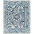 thumbnail image 3 of Transitional 8x10 Area Rug (7'10'' x 10'3'') Medallion Aqua, Gray Living Room Easy to Clean, 3 of 12