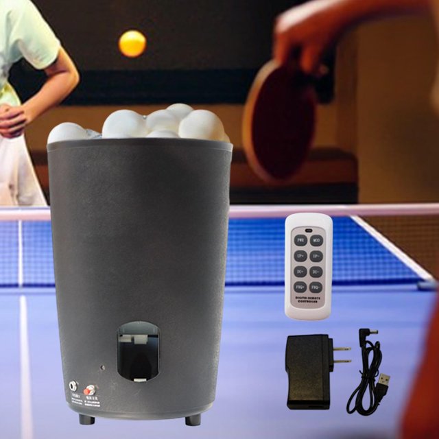 Máquina de tenis de mesa portátil con control remoto, capacidad para 80 pelotas, lanza pelotas con efecto loop, máquina automática para interiores y negro
