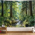 thumbnail image 2 of Sunlit Forest Stream Landscape Tapestry, Tranquil Nature Wall Hanging for Room Decor, Peaceful Woodland Home Decor 50L x 60W, 2 of 7