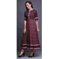 thumbnail image 3 of Bimba Red Floral Block Long A Line Anarkali Dress For Women Classic Printed Indian Kurtis Tunic-X-Large, 3 of 5