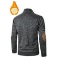 thumbnail image 3 of Mens Casual Sherpa Lined Thermal Sweatshirt Long Sleeve Stand Collar 1/4 Button Up Pullover Fall Sweaters,Color:Dark Gray,Size:L, 3 of 7