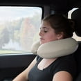 thumbnail image 4 of Memory Foam Travel Pillow- With Gel That Cools for Head/Neck Support with Pillowcase for Sleeping, Traveling, Airplanes, Trains by (Gray), 4 of 8