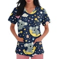 thumbnail image 3 of Kixjoy Scrubs for Women Plus Size Short Sleeve V Neck Scrubs Animal Printed Stretchy Casual Top Medical Lightweight Blouses for Women with Pockets, Navy S, 3 of 6