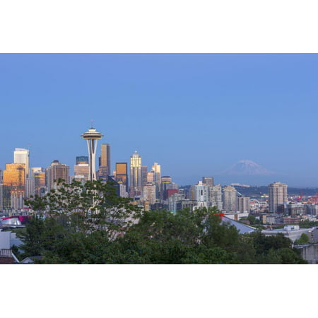 Wa, Seattle, Skyline View from Kerry Park, with Mount Rainier Print Wall Art By Jamie And Judy