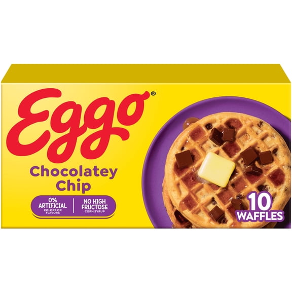 Eggo Chocolatey Chip Waffles, Breakfast Food, 12.3 oz, 10 Count (Frozen), Regular