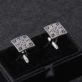 thumbnail image 2 of Gemelos con estampado cuadrado vintage para hombre, color negro y plateado, 2 of 3