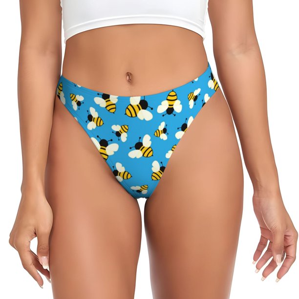 Balery Flying Bees Tangas de Algodón para Mujer con Estampado – Ropa Interior Sexy, Transpirable, G-string-3X-Large