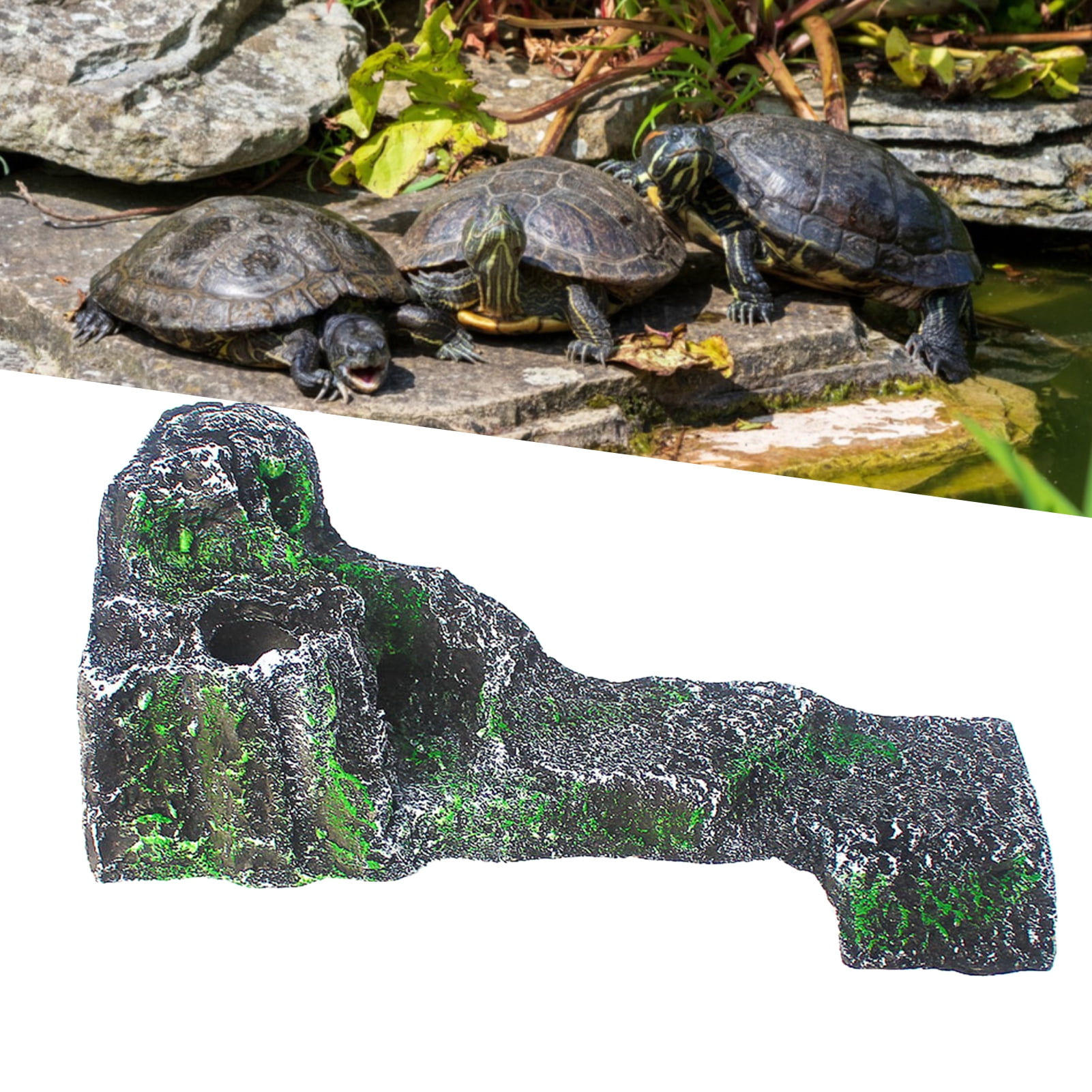 Mdesiwst Fish Tank Ornament Non-fading Realistic Wear-Resistant Fish Turtle Hideout Shelter Decoration for Home