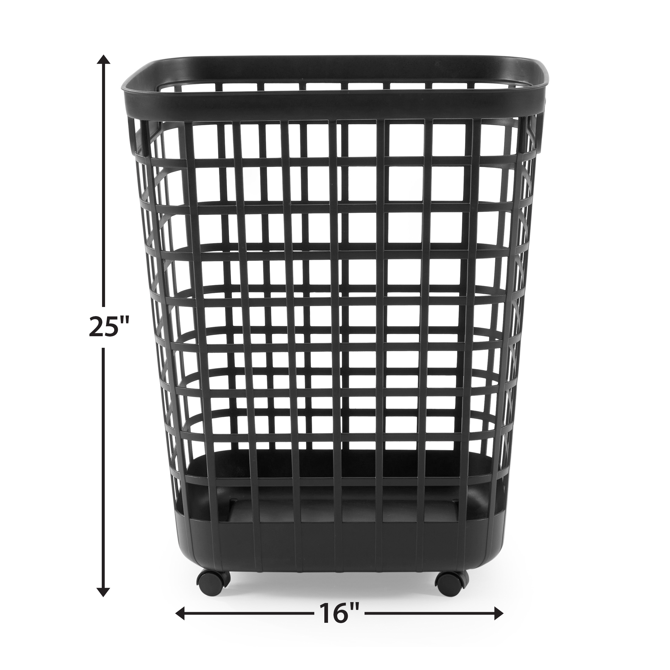 Mainstays 2.6 Bushel Rolling Laundry Hamper, Black photo 5